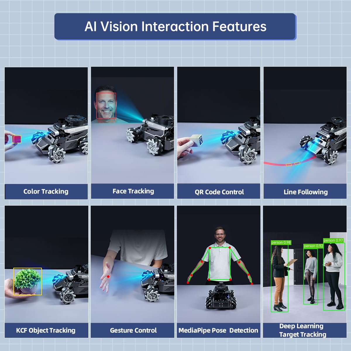 HIWONDER ROS2 Robot Car for Jetson RPi Gemini ChatGPT Large AI Models Depth Camera SLAM Mapping Autonomous Driving Programming Education 3-in-1 Chassis Car, ROSOrin Advanced Kit & Jetson Nano 4GB