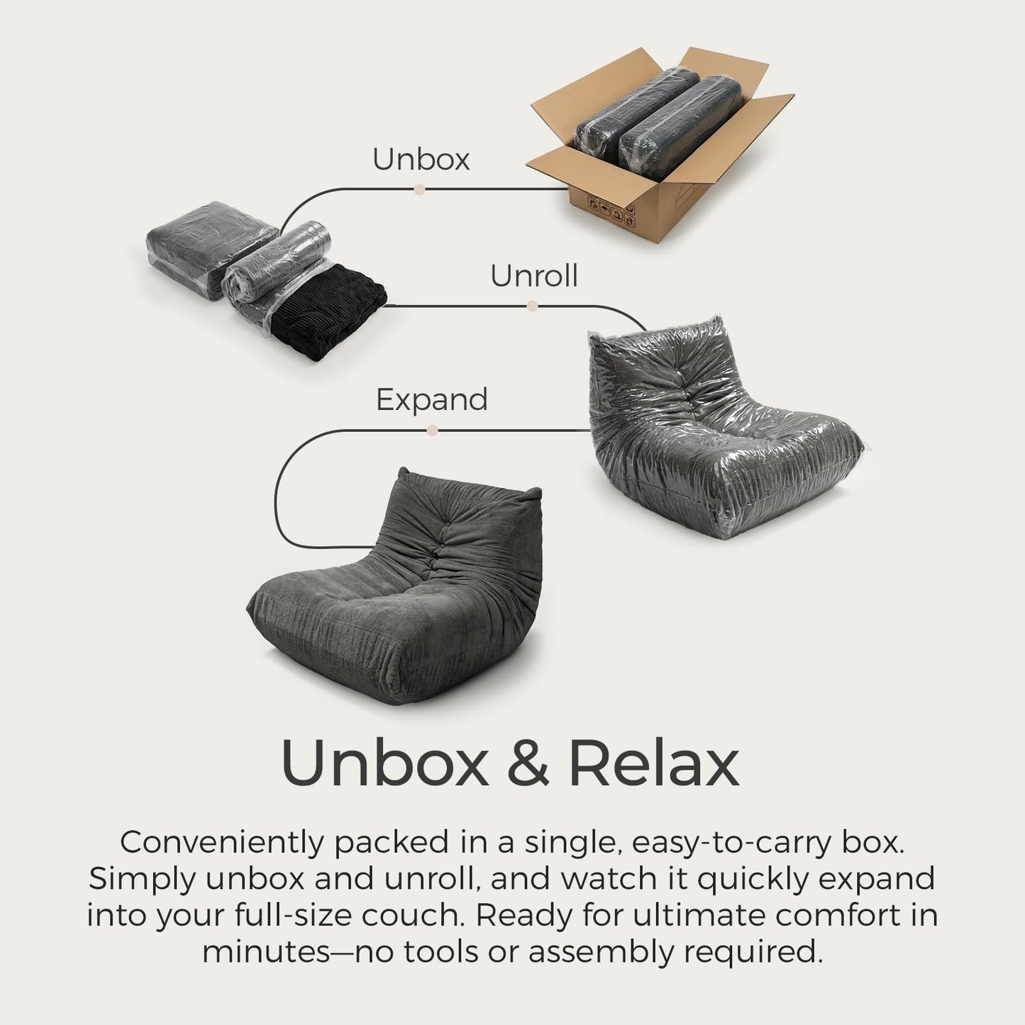 Sytopia Premium Chenille Bean Bag Chair for Adults, Oversized 35D Memory Foam Floor Sofa, Giant Deep Seat Gaming Reading Nook, No Assembly Required, Black Onyx