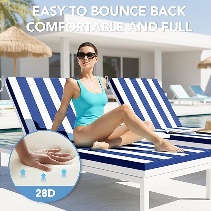 L'AGRATY Outdoor Lounge Chaise Cushion: 72x21x3 Inch Waterproof Lounge Chair