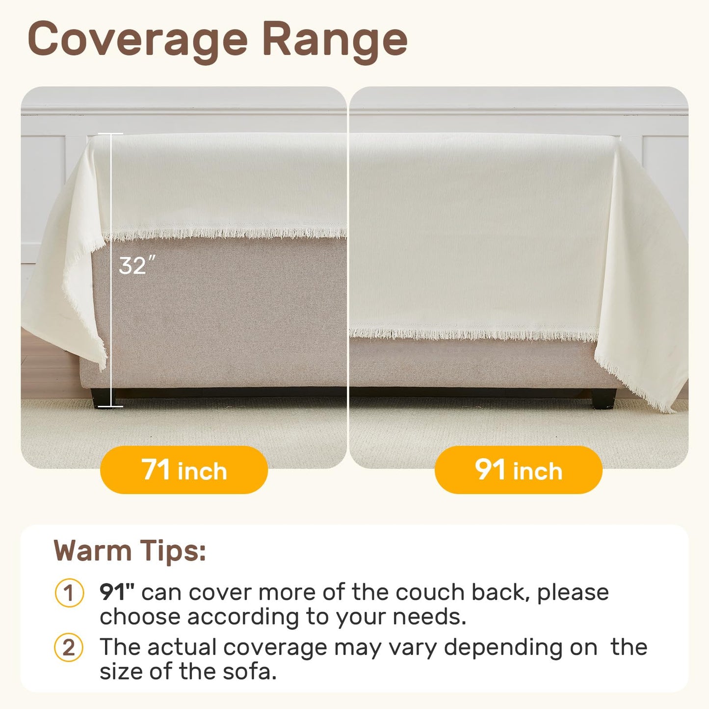 Houmiggle Sectional Couch Covers, 2 Pieces Washable L Shaped Couch Covers Sofa Blanket for Dogs Pet Friendly Sectional Sofa Slipcovers Furniture Covers,71"x118"+91"x134",(XXX-Large,Cream White)