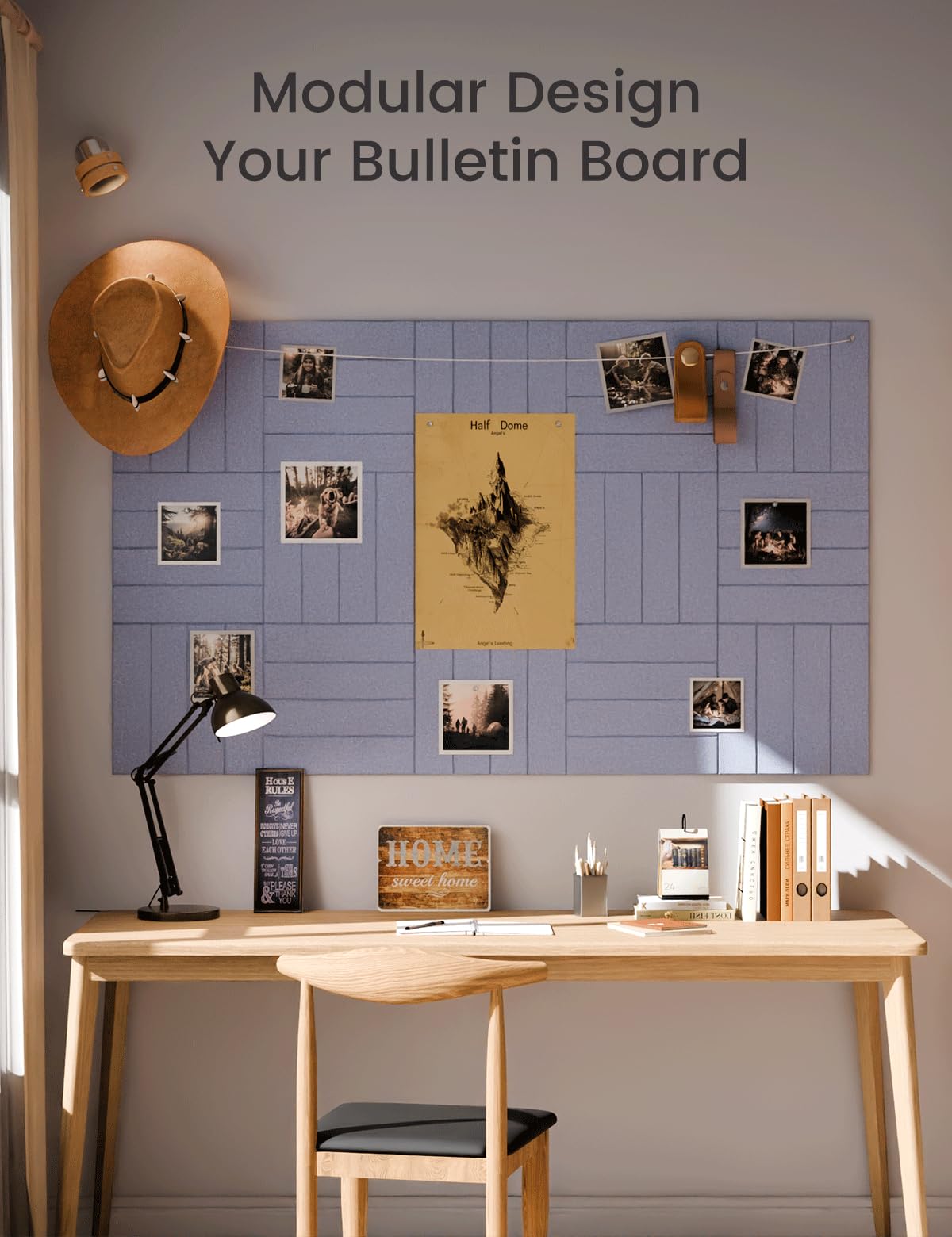 Fluxynara Large Felt Bulletin Board 48" x 36" Cork Board Alternative-12 Pack with 70 Safe Removable Adhesive Tabs, Cork Boards for Walls for Home Office Classroom Pin Board (Soft Periwinkle)