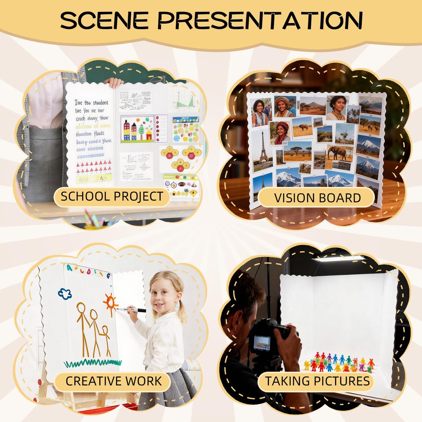 6 Pack 24" x 36" White Trifold Poster Board Bulk, Corrugated Foldable Tri-fold Display Board for Science Fair, School Projects, Presentations, Art, Business & Classroom Supplies