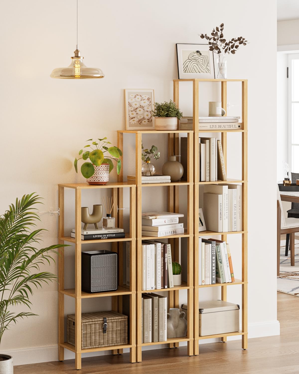 Apetaccat Open Book Shelf, 5 Tier Tall Bookshelf, Freestanding Shelf Narrow Bookcase with Open Shelves, 14.96" x 10.63" x 53.54", Book Shelves for Living Room, Office, Study, Oak