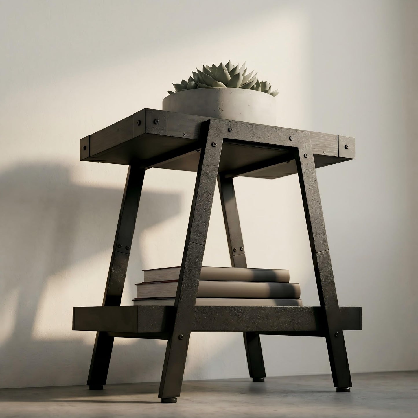 IPARTS EXPERT Farmhouse Side Table, 2-Tier Industrial End Table Black