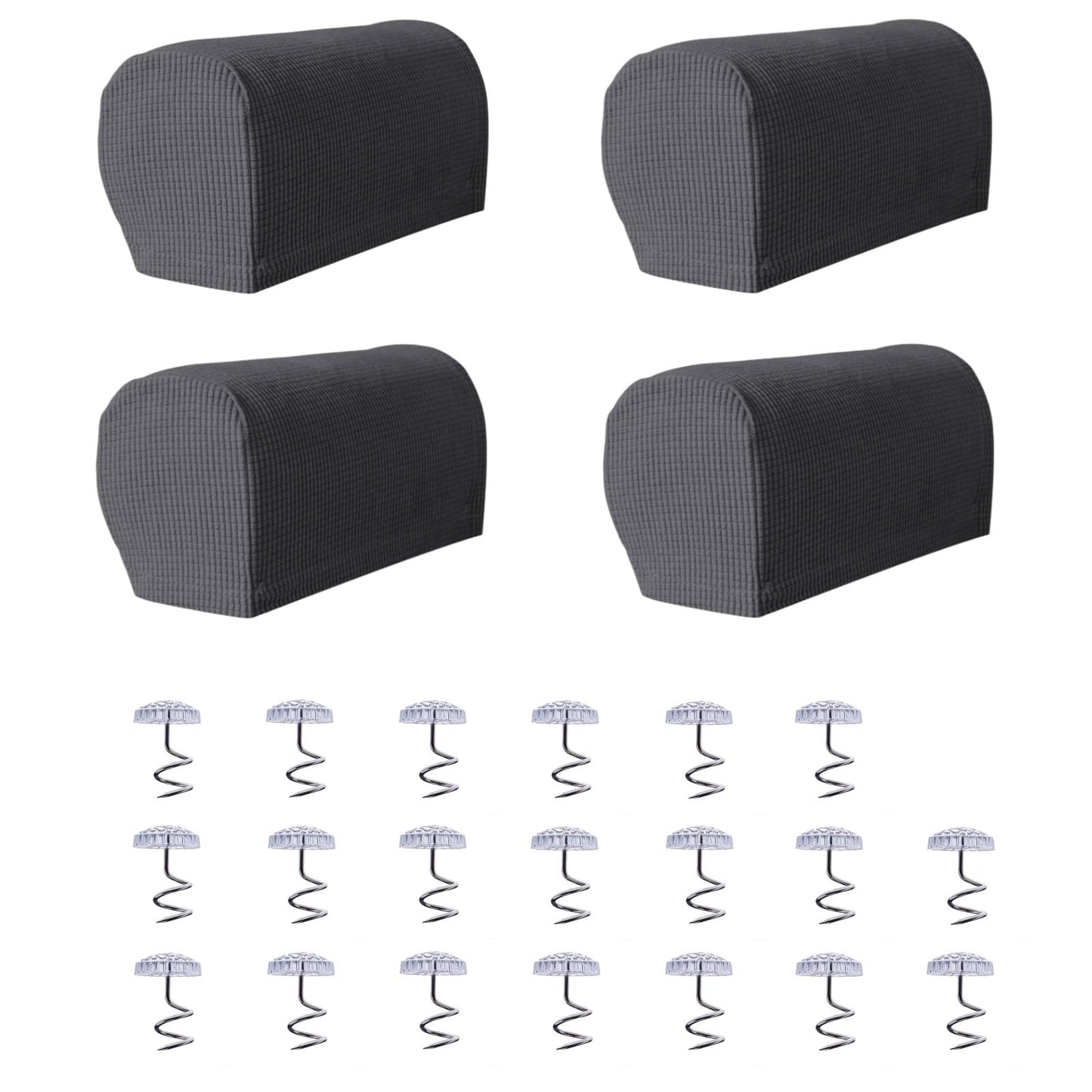Avtytsda Stretch Armrest Covers Soft Plush Armrest Covers Couch Arm Covers Furniture Protector for Chairs Couch Sofa Armchair Slipcovers for Recliner Sofa with Twist Pins 4pcs(Dark Gray)