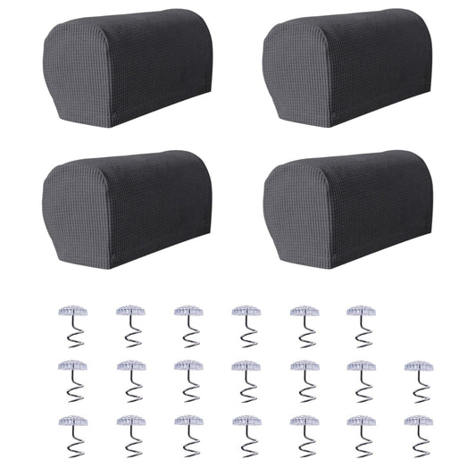 Avtytsda Stretch Armrest Covers Soft Plush Armrest Covers Couch Arm Covers Furniture Protector for Chairs Couch Sofa Armchair Slipcovers for Recliner Sofa with Twist Pins 4pcs(Dark Gray)