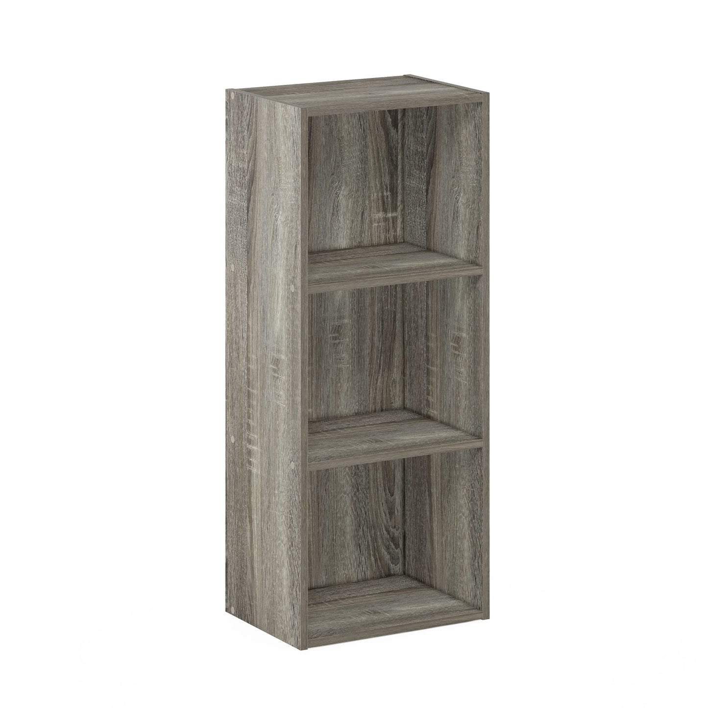 Furinno LUDER Book Shelf, 3-Cube Bookshelf, Bookcase with Open Shelves, 9.3 x 12 x 31.5, Easy Assembly, for Living Room, Bedroom, Home Office, Grey Oak