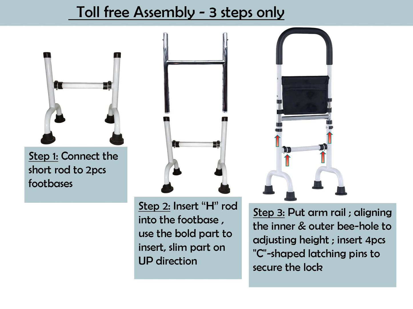 Knee Replacement Recovery Aid; Stand Assist Aid for Elderly; Couch Toilet Assist Rails; Quad Canes Mobility Aids for Short Indoor Movements; Height Adjustable; Weight 5lbs Bear 350lbs