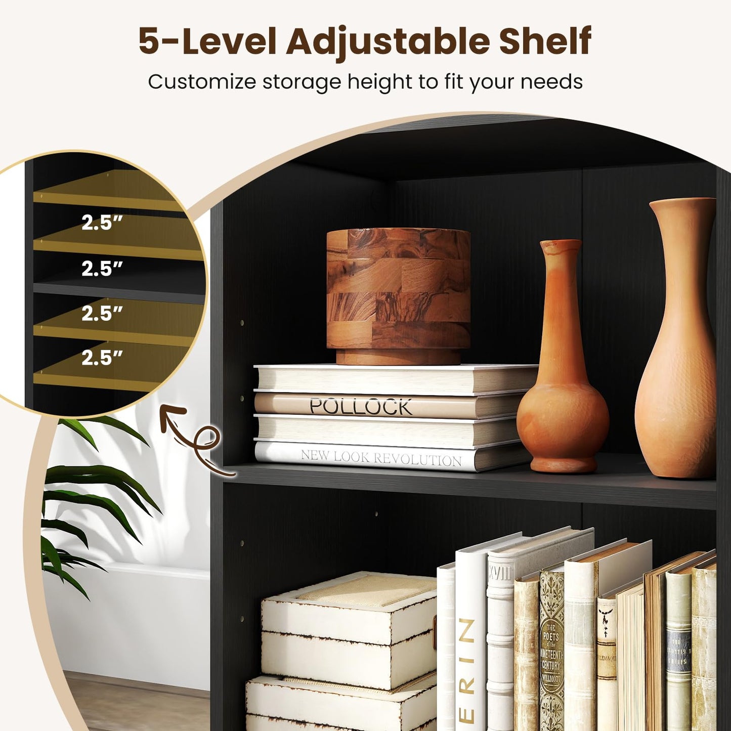 Giantex 2 Cube Bookshelf and Bookcase, 2-Layer Storage Shelf w/Large-Capacity Open Storage Space, MDF P2 Veneer, for Living Room Bedroom Study Office Multi-Functional Furniture Display Cabinet, Black