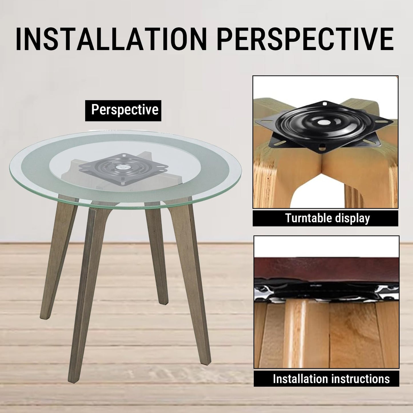 CHEOTIME 7 inch Bar Stool Swivel Plate, 360° Square Rotating Swivel Plate Chair Turntable Base Automatic Rebound Stool Rotating Base Turntable Hardwares for Home Bar Office