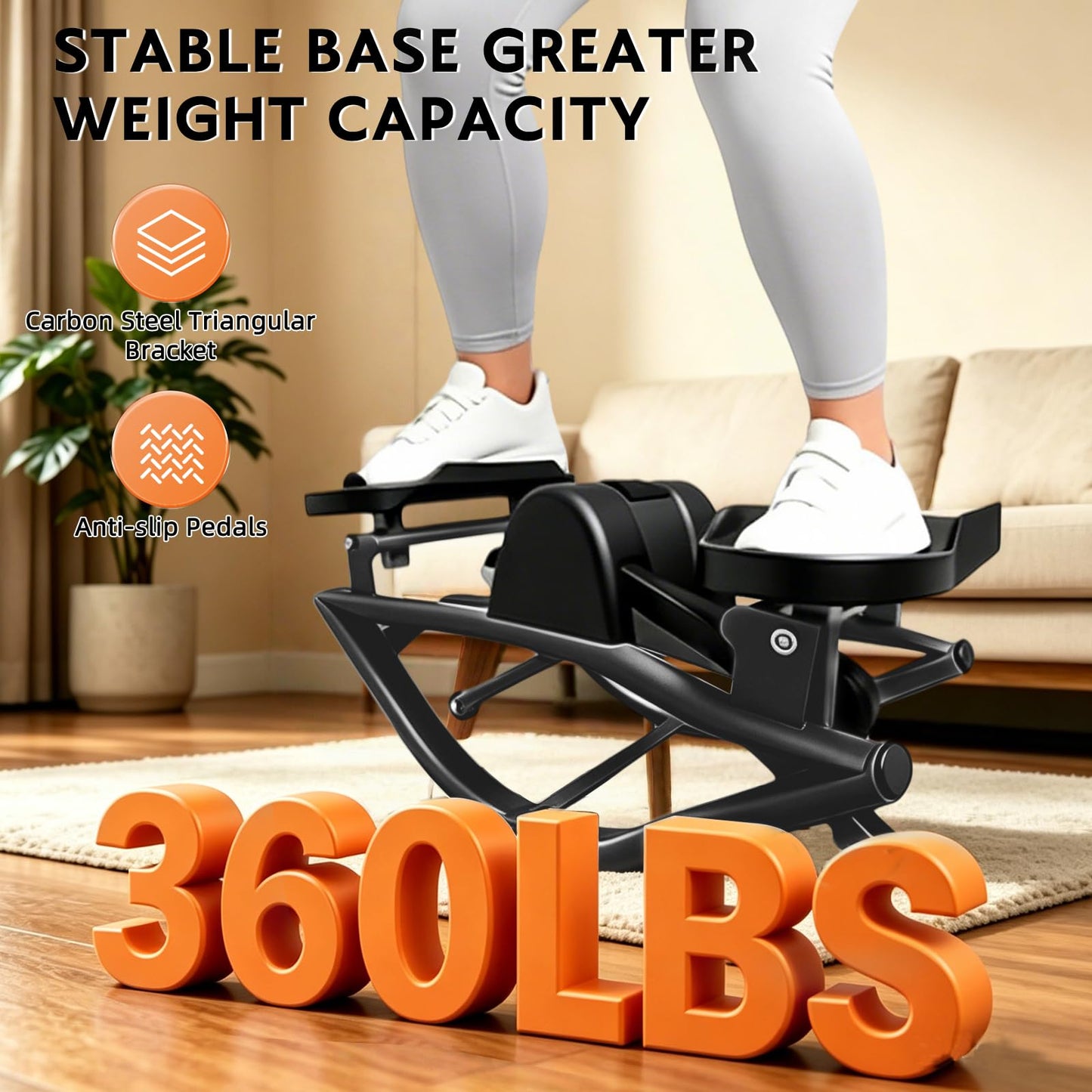 Rock Stepper with Digital Monitor, Low-Impact Compact Rock Stepper Side to Side with Resistance Bands, 360 LBS Weight Capacity, Portable Stair Stepper for Home, Apartment, Dormitory, Office