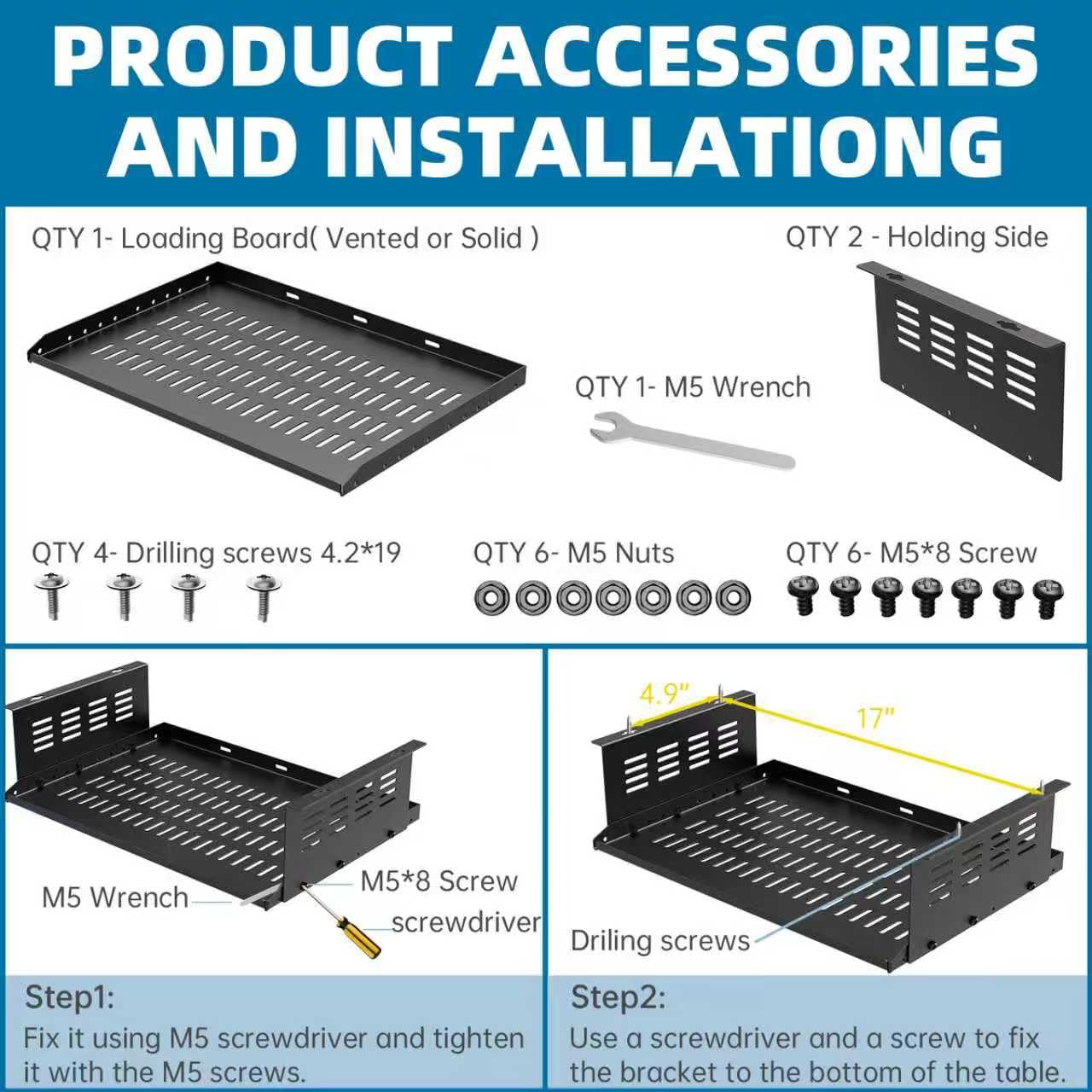 Fixirons PC Holder Under Desk,Under Desk Computer Mount for Small Form Factor SFF Computers and PCs,Compatible with PlayStation 4, PS4 Slim, PS4 Pro,Gaming UnderDesk L17.3 x H 4" x D 12"
