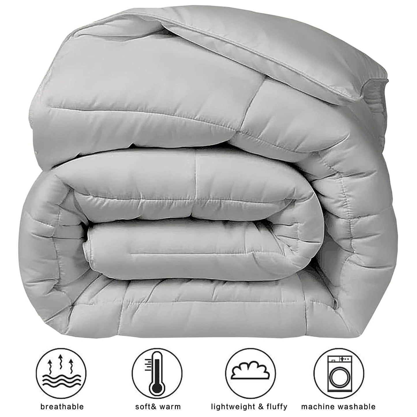 COHOME Quilted King Size Comforter - All-Season Down Alternative Duvet Insert - Luxury Hotel Warm Comforter with Anti-Clump Tech & 8 Tabs - Reversible - Breathable - Light Grey(90"x102")