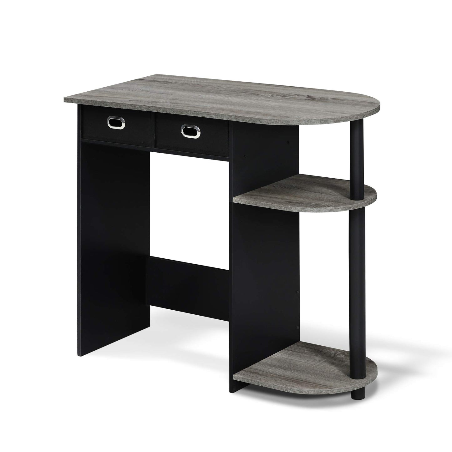 Furinno GO GREEN Desk, 31.5" Wide Gaming Desk with 2 Side Shelves and Storage Bins, Computer Desk, Office Desk for Home Office, Study Room, Dorm, Bedroom, French Oak