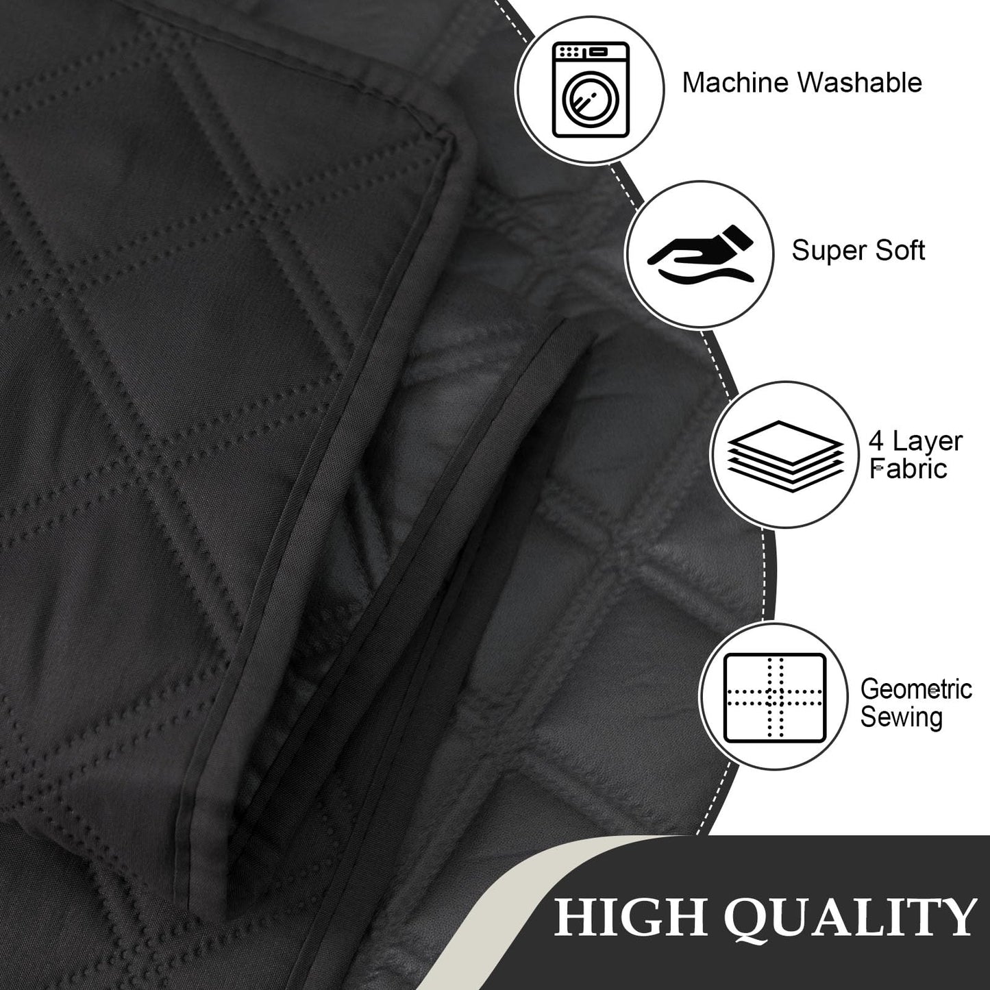HDCAXKJ Waterproof Sectional Couch Cover L Shaped Sofa Covers Washable Corner Sectional Slipcovers Dog Pet Proof U Shape Furniture Protector with Upgraded Anti Slip Strips (X-Large, Charcoal Black)