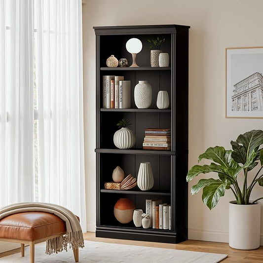 Furniwell Bookcase Bookshelves, 5-Shelf Tall Bookcase 71" Wood Open Display