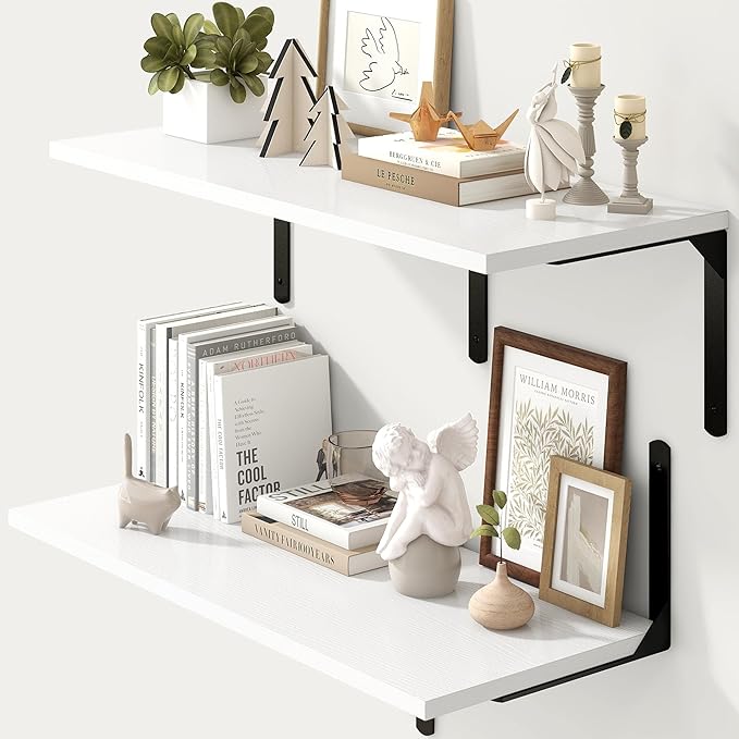 Fun Memories Floating Shelves for Wall, 12 Inch Deep Floating Shelves Set of 2