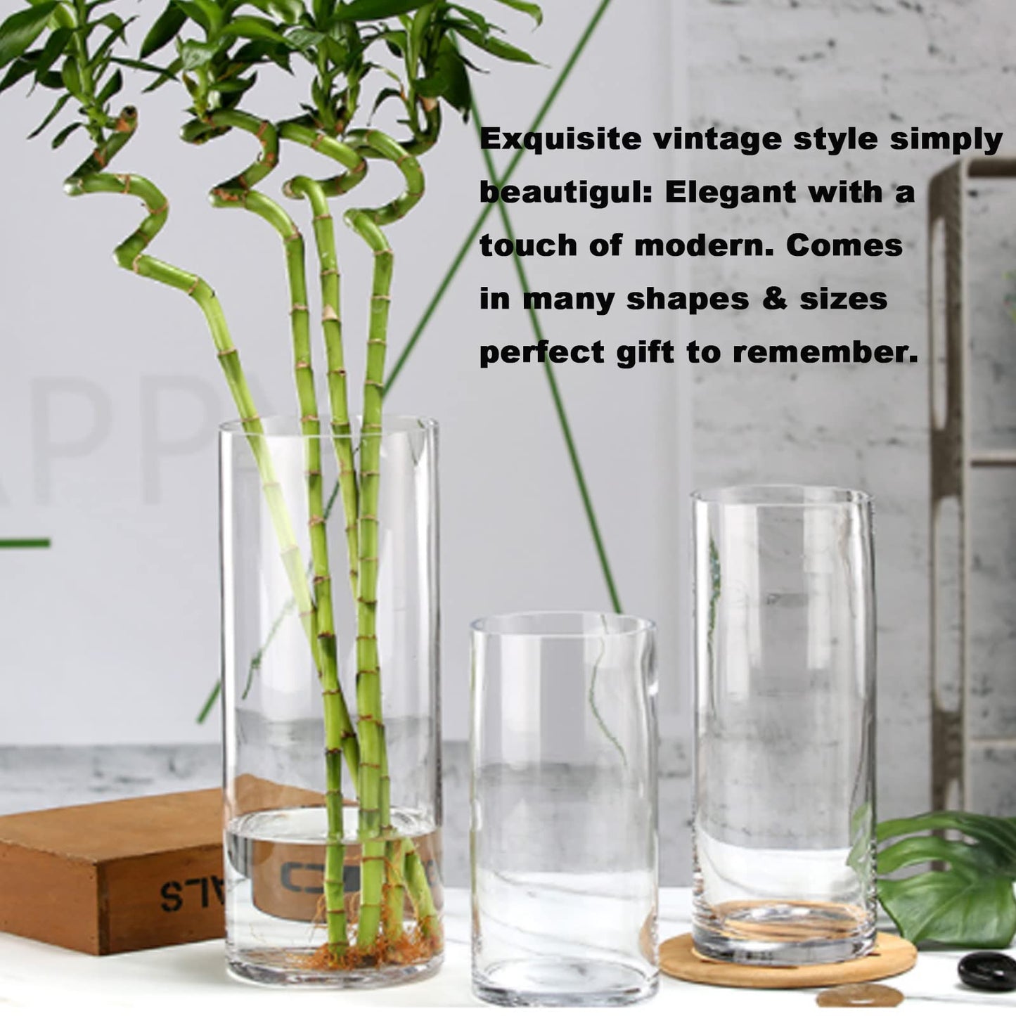Glass Hurricane Candle Holder Esmiome - Cylinder Vases for Centerpieces 6 Sets (24Pcs) Hurricane Floating Candle Holder, Glass Vases for Flowers, Decorative for Home Wedding, 4''+6''+8'+10''(High)