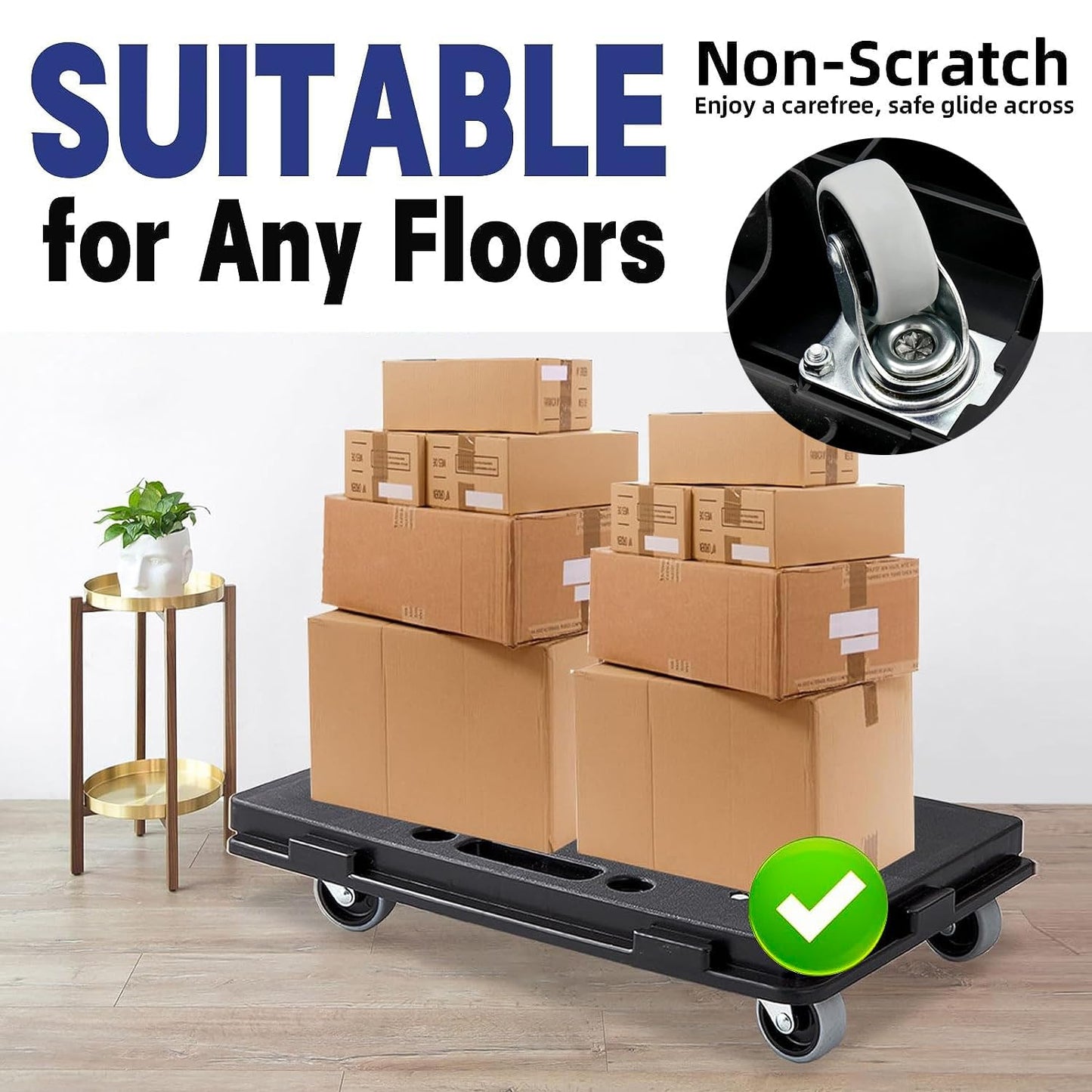 Heavy Duty Furniture Movers with Wheels 2 Pack, Portable Small Flat Moving Dollies for Heavy Furniture, Sofa Appliance Cabinet Movers, 440 lbs Capacity