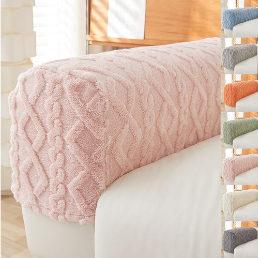Couch Arm Covers & Arm Chair Covers Set of 2 - Stretch Sofa Armrest Protectors with Non-Slip Grip, Machine Washable Polyester Fabric for Recliner/Loveseat/Sectional (Pink)
