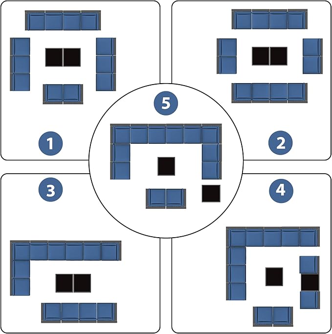KIGOTY Patio Furniture Set, 14 Pieces Modular Outdoor Sectional Sofa, PE Rattan