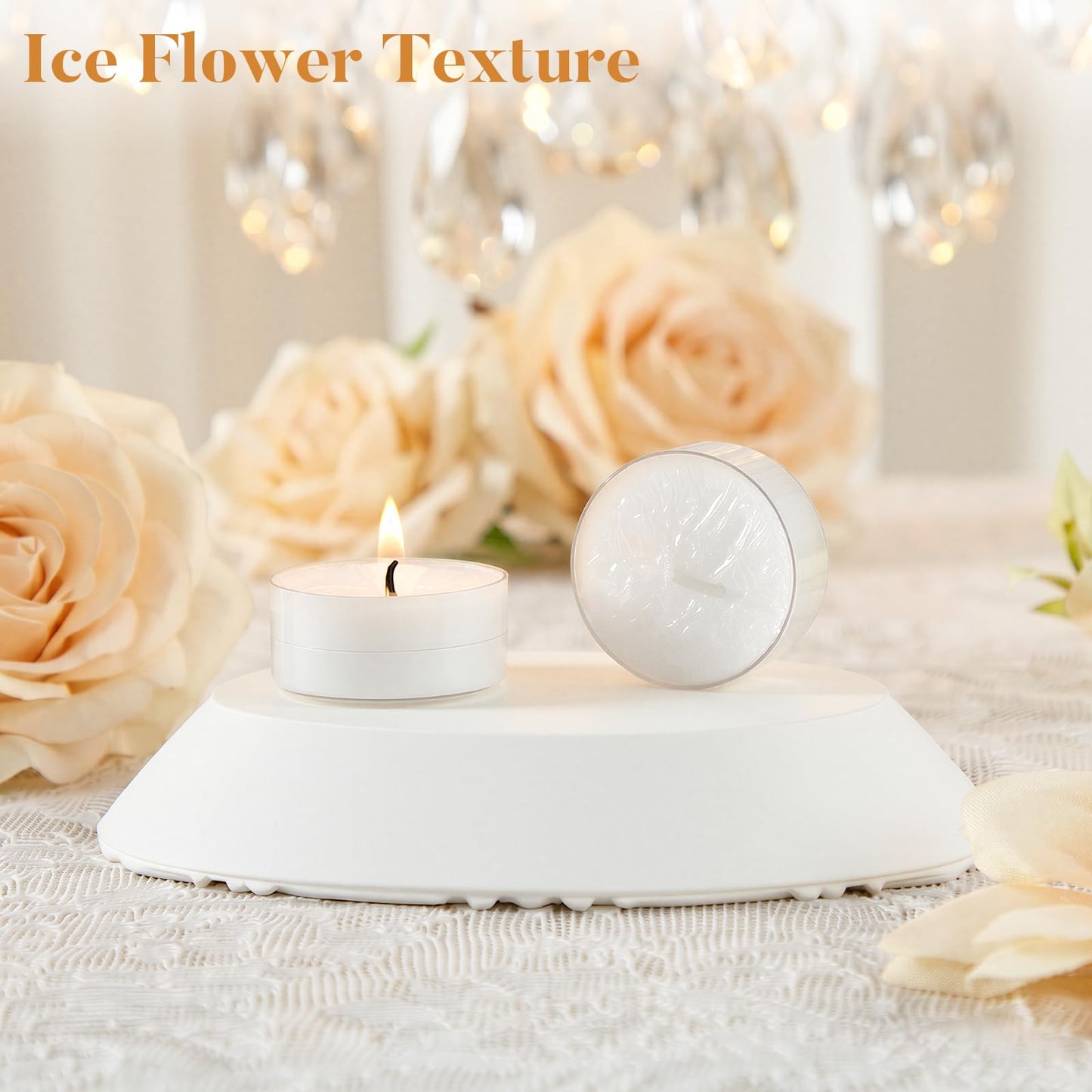 Ashlux 4H Palm Tea Lights Set |Unscented Dripless Smokeless Clean Burning Long Lasting Candles for Wedding Home Decor Dinner Church Holi