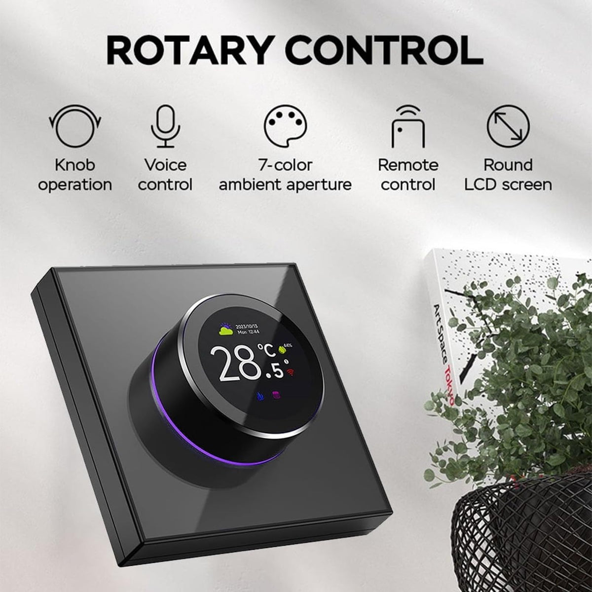 Tuya Smart Thermostat with Rotating Knob 1.32in TFT DisplayWiFi Enabled, Voice Control Compatible (Alexa/Google), Remote Temperature Control for Home HVAC Systems