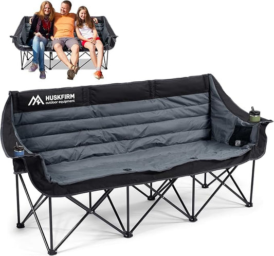 Huskfirm 3 Person Camping Chairs Folding Double Camping Chair Portable