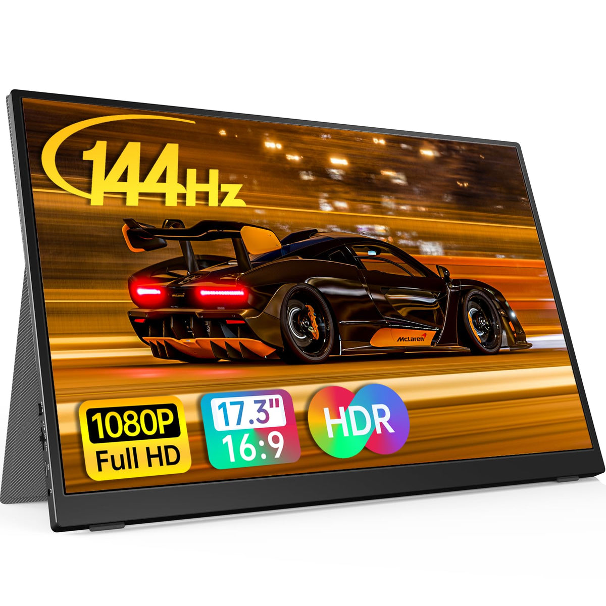 Anyuse 17.3" Portable Monitor, 1080P FHD, 144Hz, IPS HDR Screen, Travel Monitor for PC Mac Phone Xbox PS5 Switch Laptop, Smart Cover & Speakers