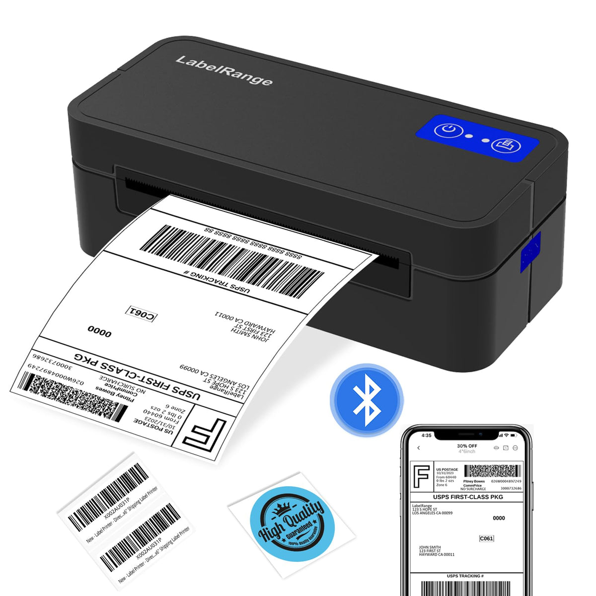 Bluetooth Thermal Label Printer for Mac, Windows, Phone, Tablet, Wireless 4x6 Shipping Label Printer for Shipping Packages, Support USPS, Amazon, Pirate Ship, Shopify