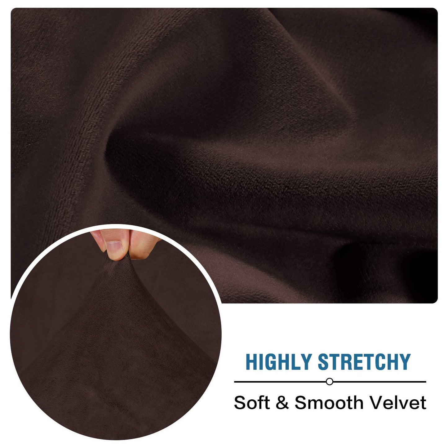 H.VERSAILTEX Velvet Stretch Couch Cushion Cover Plush Cushion Slipcover for Chair Loveseat Sofa Cushion Furniture Protector Seat Cushion Sofa Cover (3 Piece XL Sofa Cushion Covers, Brown)