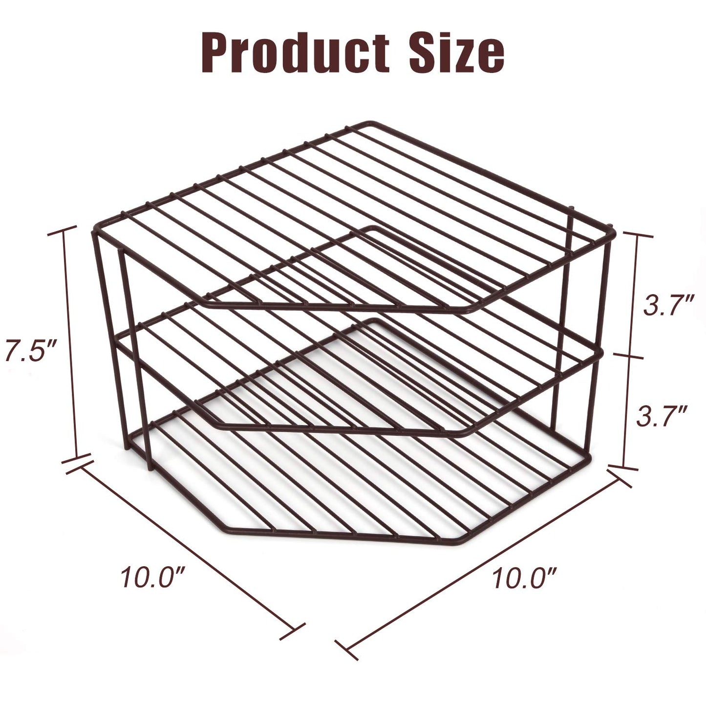 3-Tier Corner Shelf Counter and Cabinet Organizer - Steel Metal Wire - Rust Resistant - Plates, Dishes, Cabinet & Pantry Organizer - Kitchen Organization (10 x 7.5 Inch)(Black)