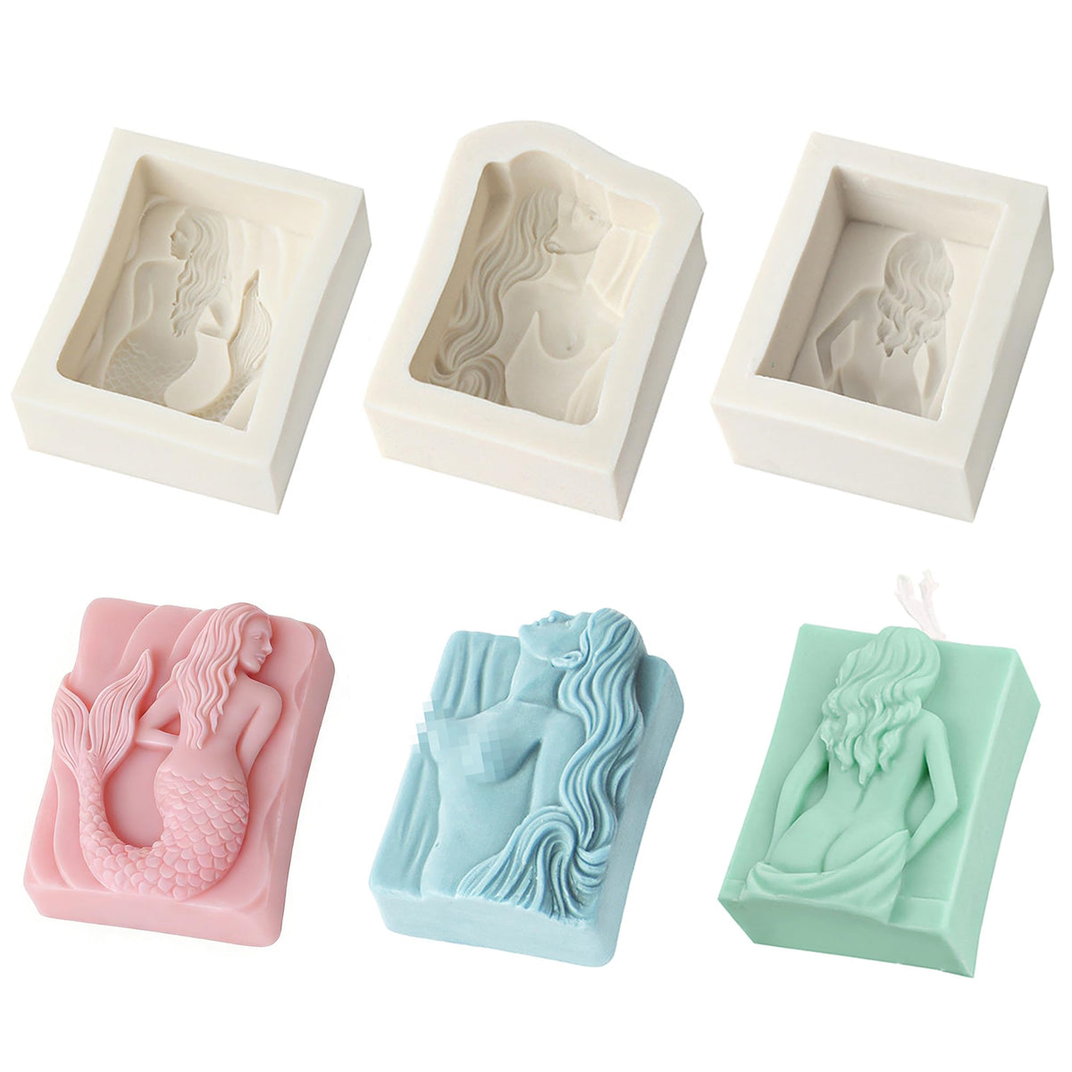 Set of 3 Silicone Soap Molds Sexy Lady Back Candle Mould Chocolate Resin Mold Soap Making Mold