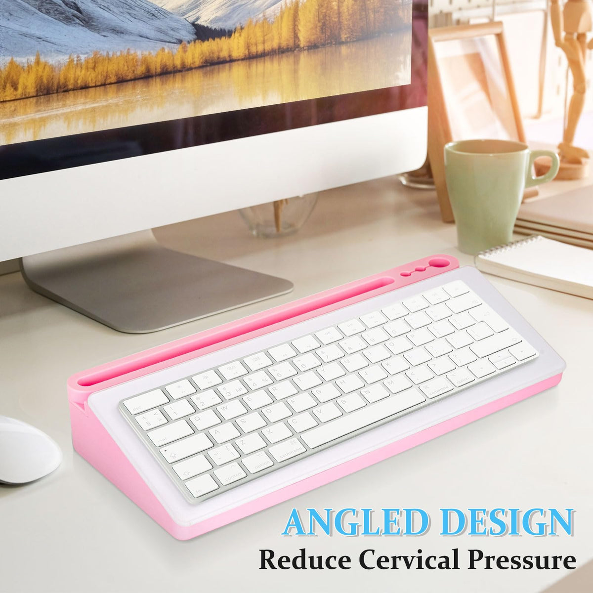 DOLLAR BOSS Glass Desk Whiteboard Small Dry Erase Board Desktop White Board with Storage Drawer Computer Keyboard Stand Desk Organizer Office Accessories School Supplies with 4 Markers 1 Eraser, Pink