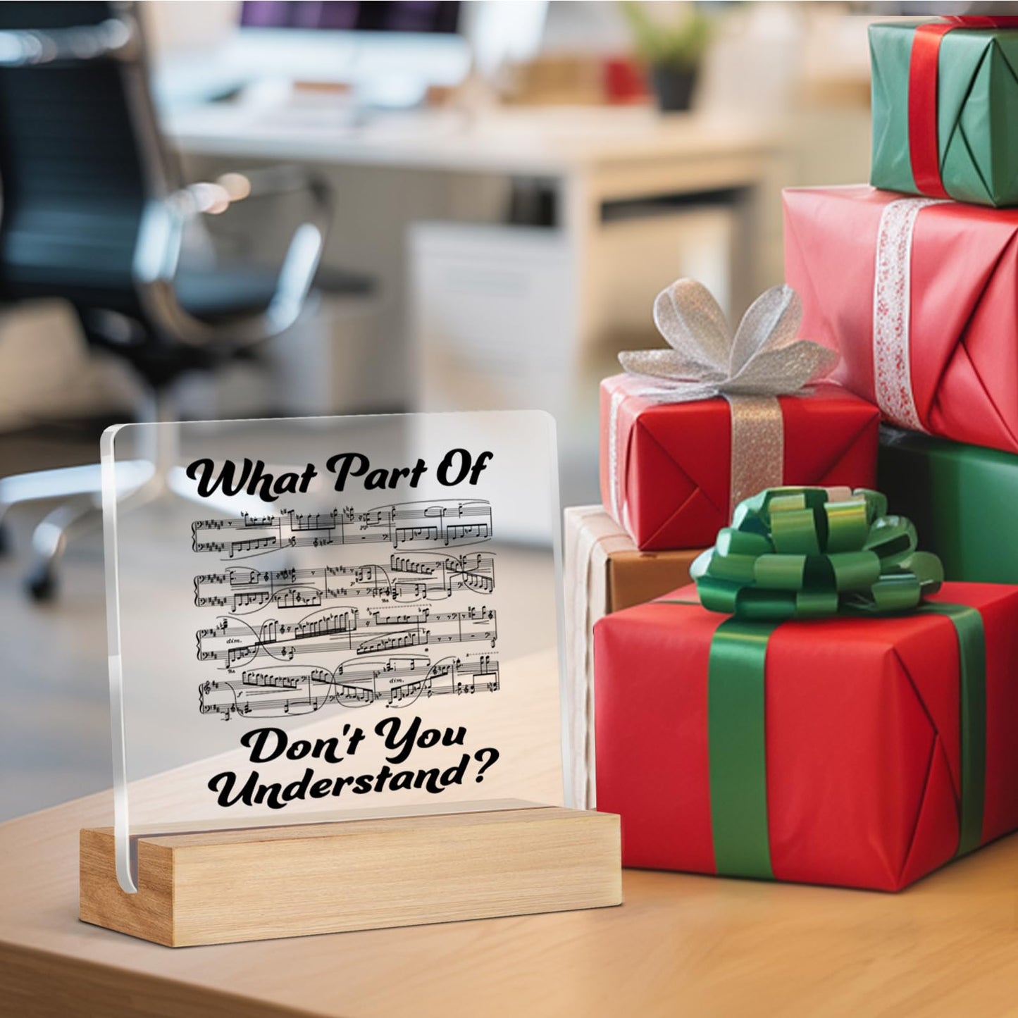 Funny Music Teacher Gifts, Humor Music Gifts for Band Director Musician Pianist, What Part of Don't You Understand Acrylic Plaque Desk Signs Decor for Home Office