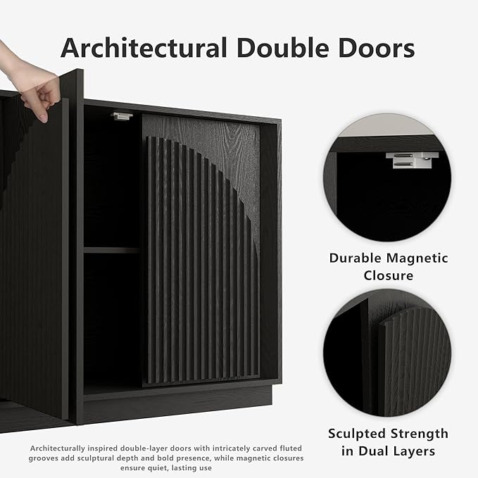 WIN2WIN 65" Fluted Sideboard Buffet Cabinet