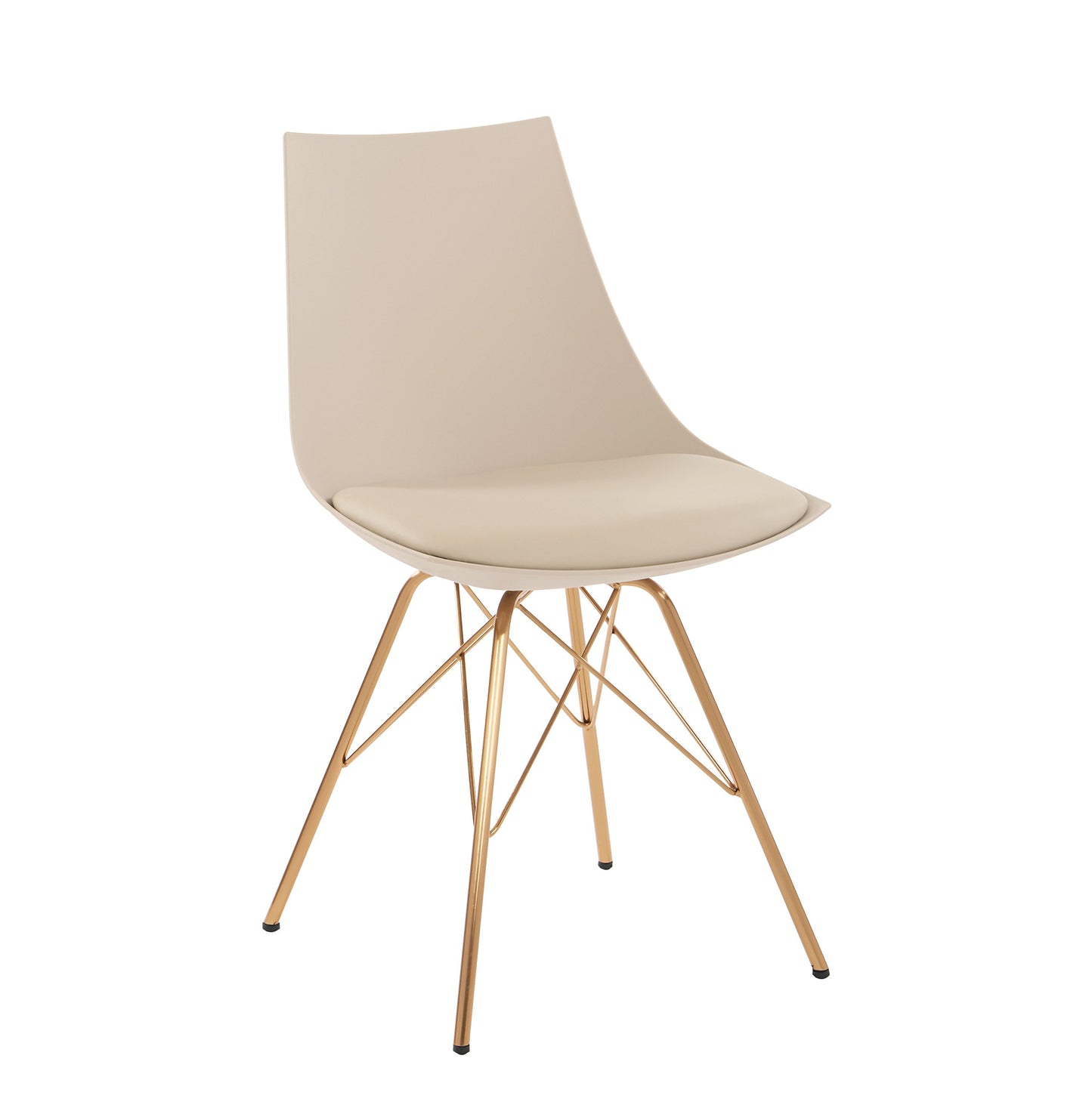 OSP Home Furnishings Oakley Mid-Century Modern Bucket Chair,Faux Leather, Cream