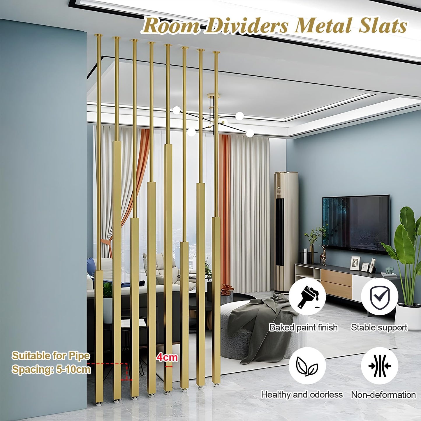 Adjustable Room Divider - Ceiling Height Partition, Space-Saving Detachable Separator for Home & Office, Easy No-Drill Installation, Stylish Privacy Solution