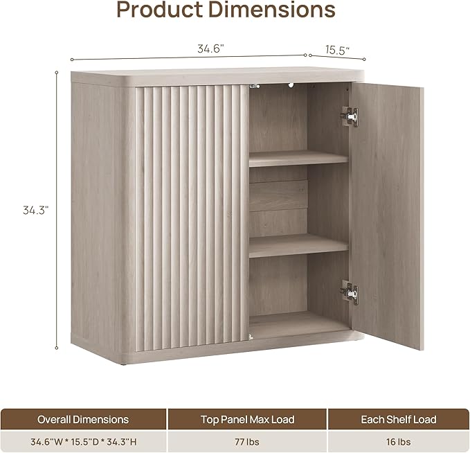 SICOTAS Buffet Cabinet with Storage 34.6" Sideboard Accent Modern Credenza with