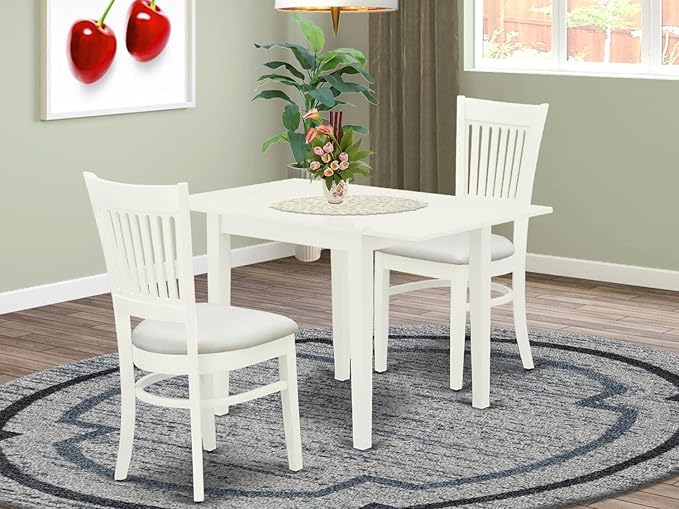 East West Furniture NDVA3-LWH-C 3 Piece Kitchen Table & Chairs Set Contains a