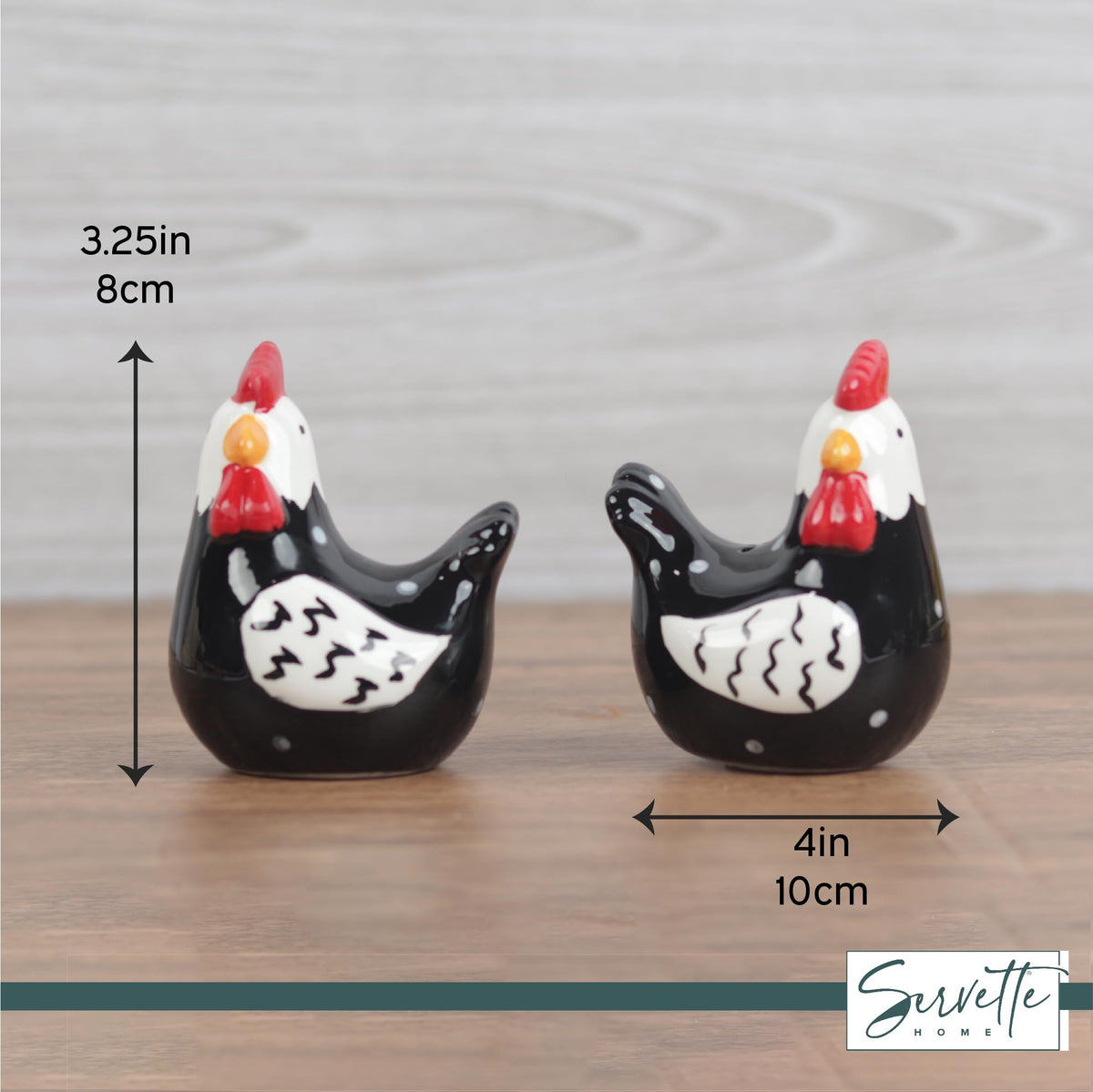 Black and White Chickens Salt and Pepper Shaker