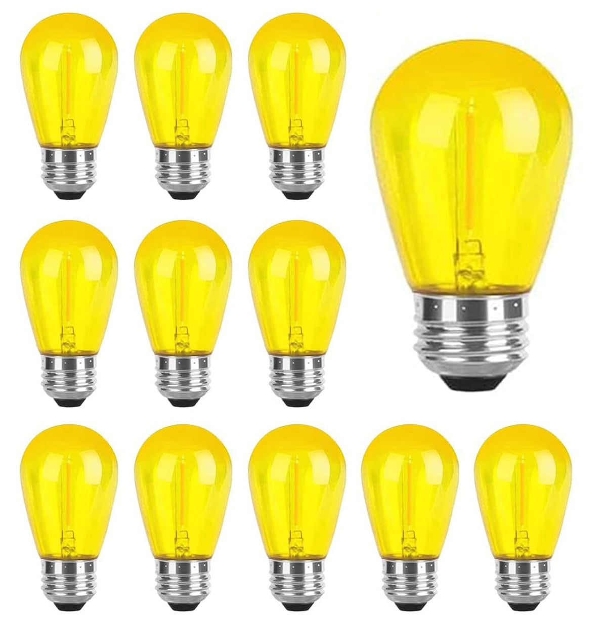 Sxminer 15 Pack S14 LED Bulbs Yellow Led String Light Bulbs 1W Plastic Shatterproof LED Replacement Bulb E26 Base Edison Decorative Bulb Outdoor String Light for Christmas Halloween Patio Party Decor