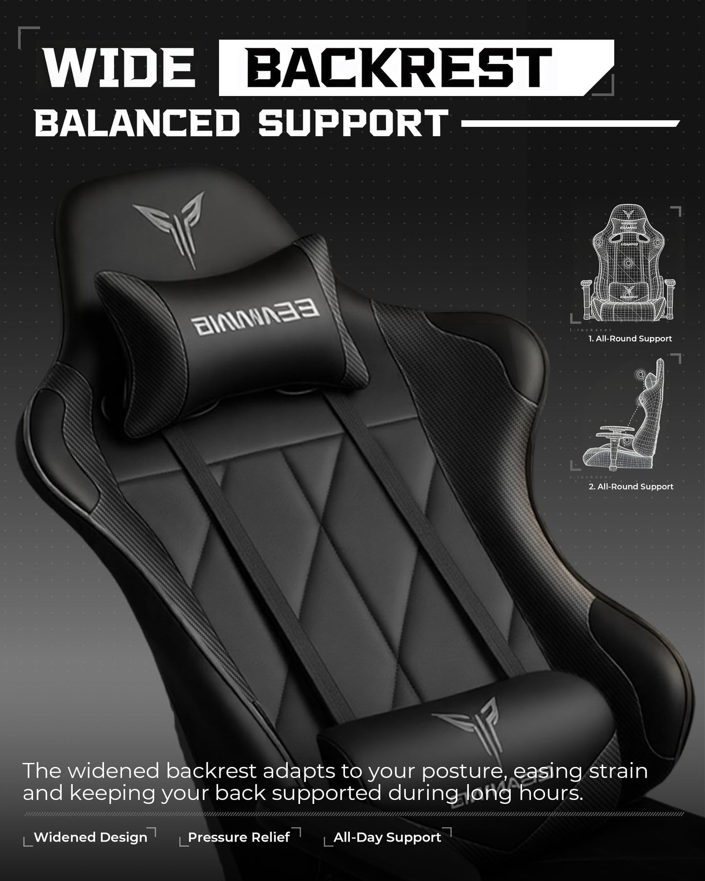 GTPLAYER Gaming Chair, Big and Tall Video Game Chair with High Back PU Leather, Home Office Ergonomic Computer Chair with Footrest, Adjustable Height, 360° Swivel Wheels for Adults and Teens