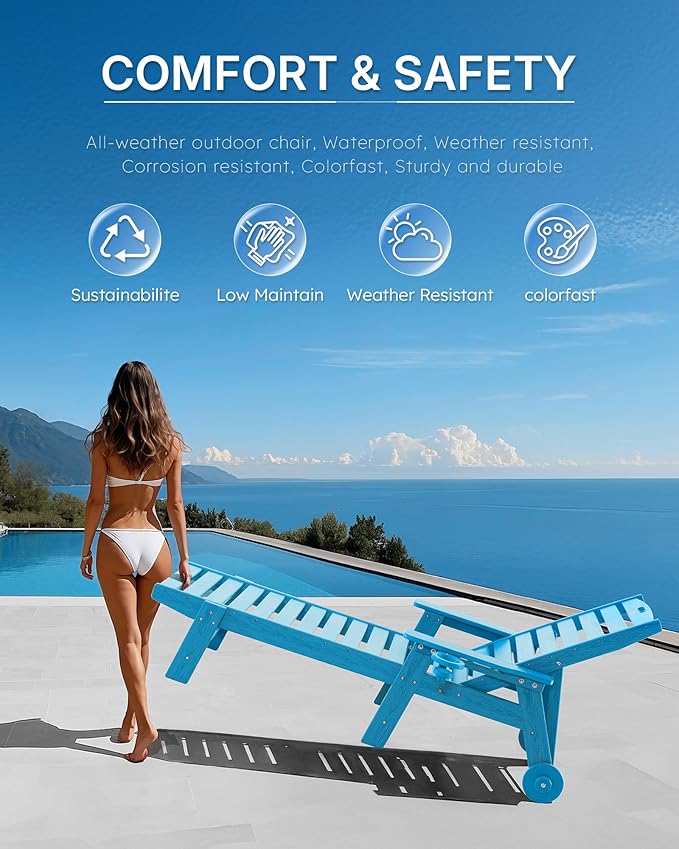 Patio Chaise Lounge Chair Set of 4, Oversize Lounge Chairs