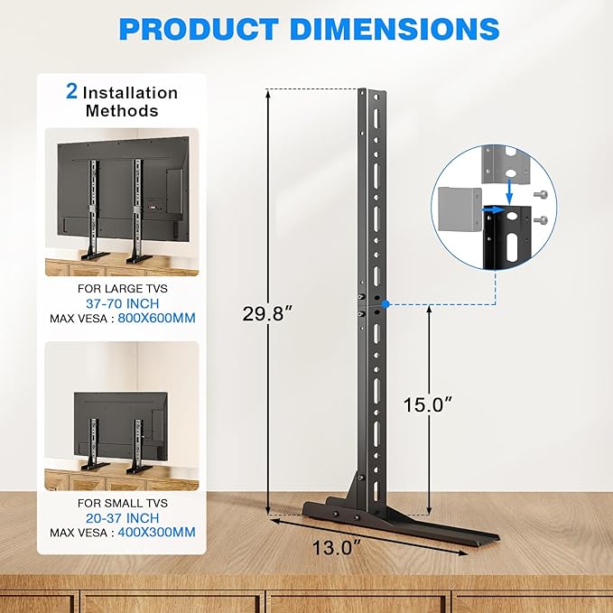 Rfiver Universal TV Stand for 20-70 inch Flat Curved TVs, Height Adjustable