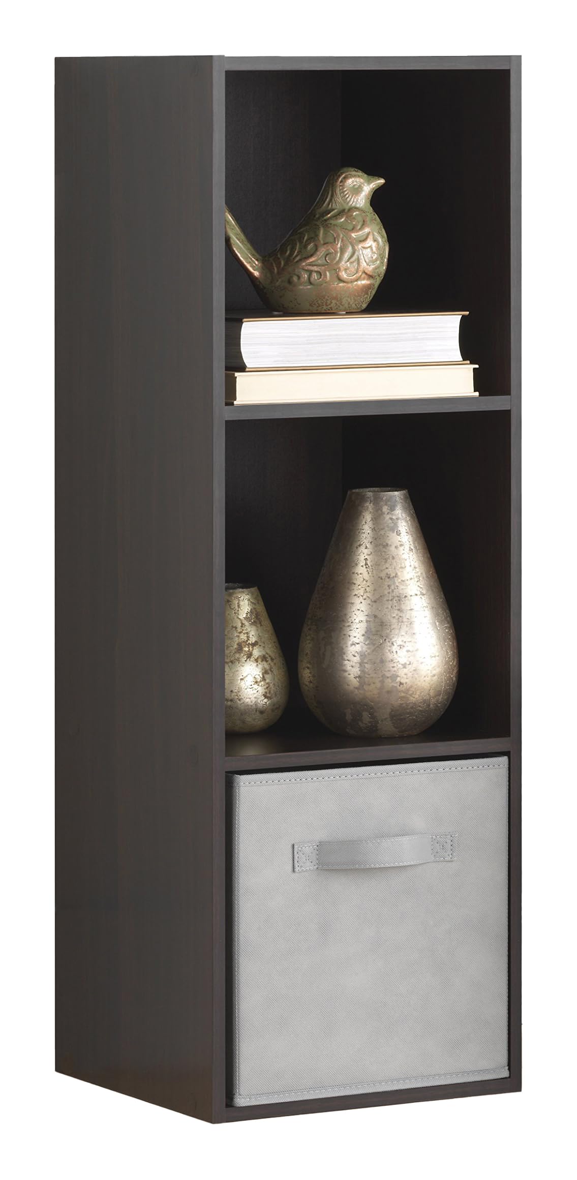 Whitmor 3 Cube Bookcase, 3 Tier Stackable MDF Bookself, Open Storage Display Organizer, Storage Cabinet for Living Room, Bedroom, Home, Office, 12.2" L x 11.7" W x 35.6" H, Espresso