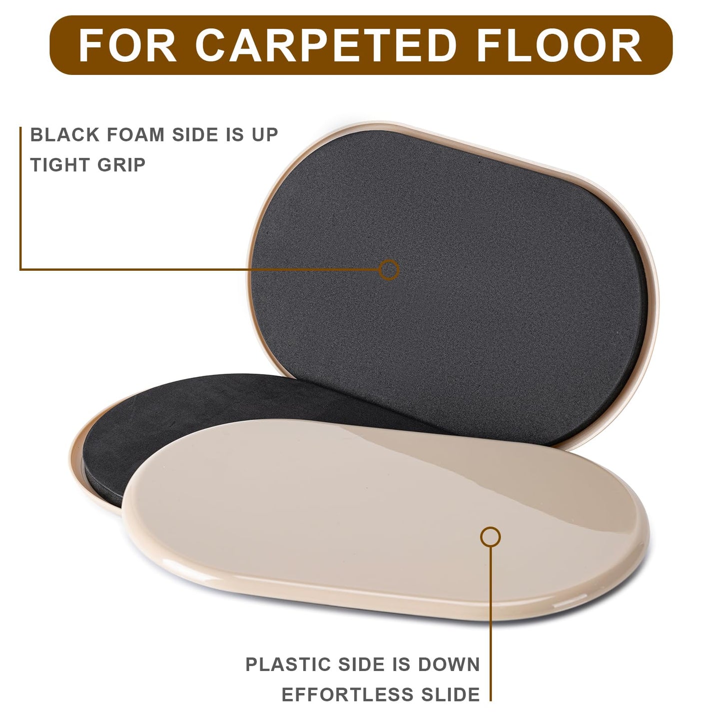 Furniture Sliders, Furniture Sliders Pads for Hardwood Floors, Chair Legs Floors Protectors, Reusable Round Glides Glider, Heavy Duty Furniture Movers Sliders (4 Pcs, 5 3/4inch x 9 1/2inch,Black)