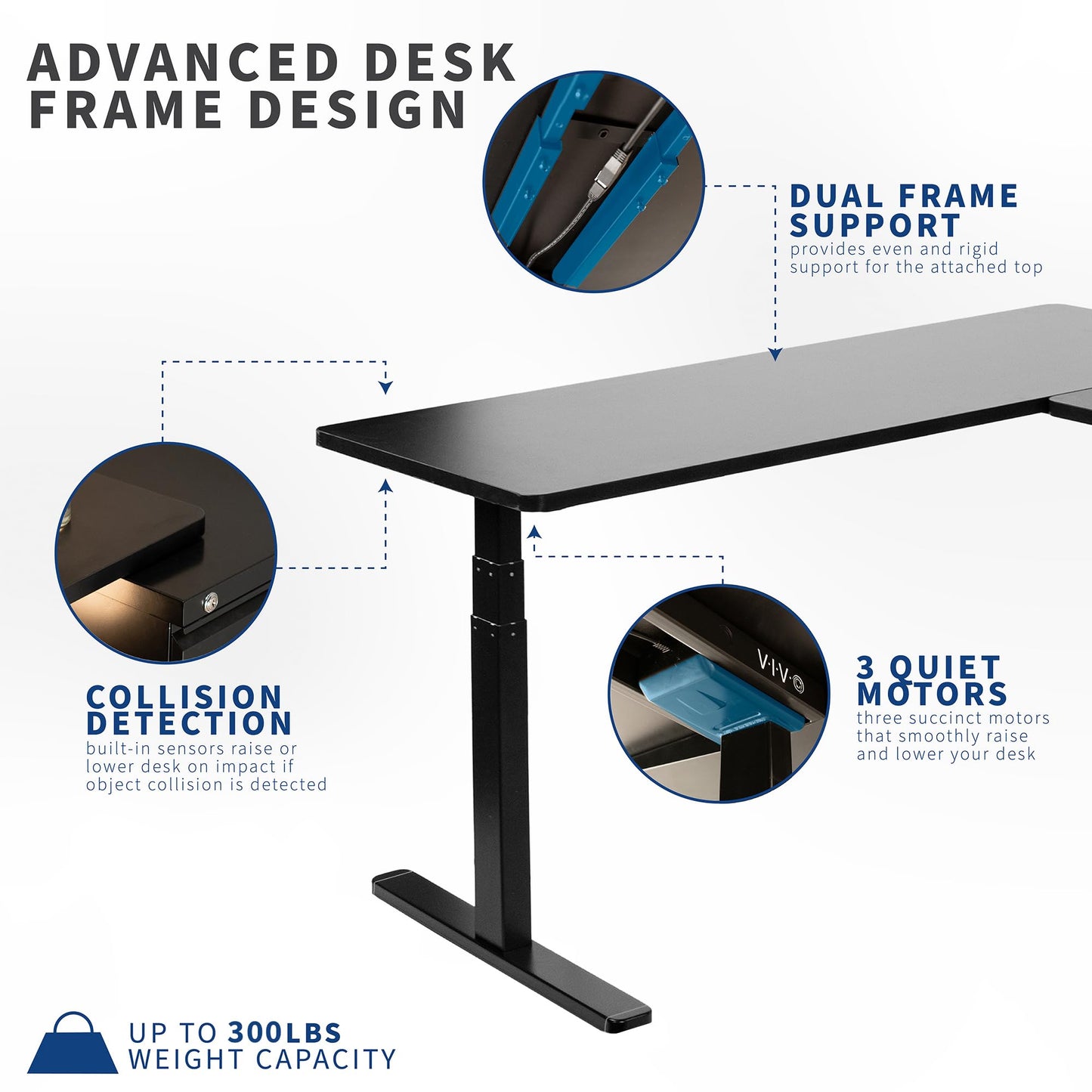 VIVO Electric Height Adjustable 67 x 60 inch Corner Stand Up Desk, 2 Light Wood Solid Table Tops, Black Frame, Memory Controller, L-Shaped Workstation, 3E Series, DESK-KIT-3E6BC