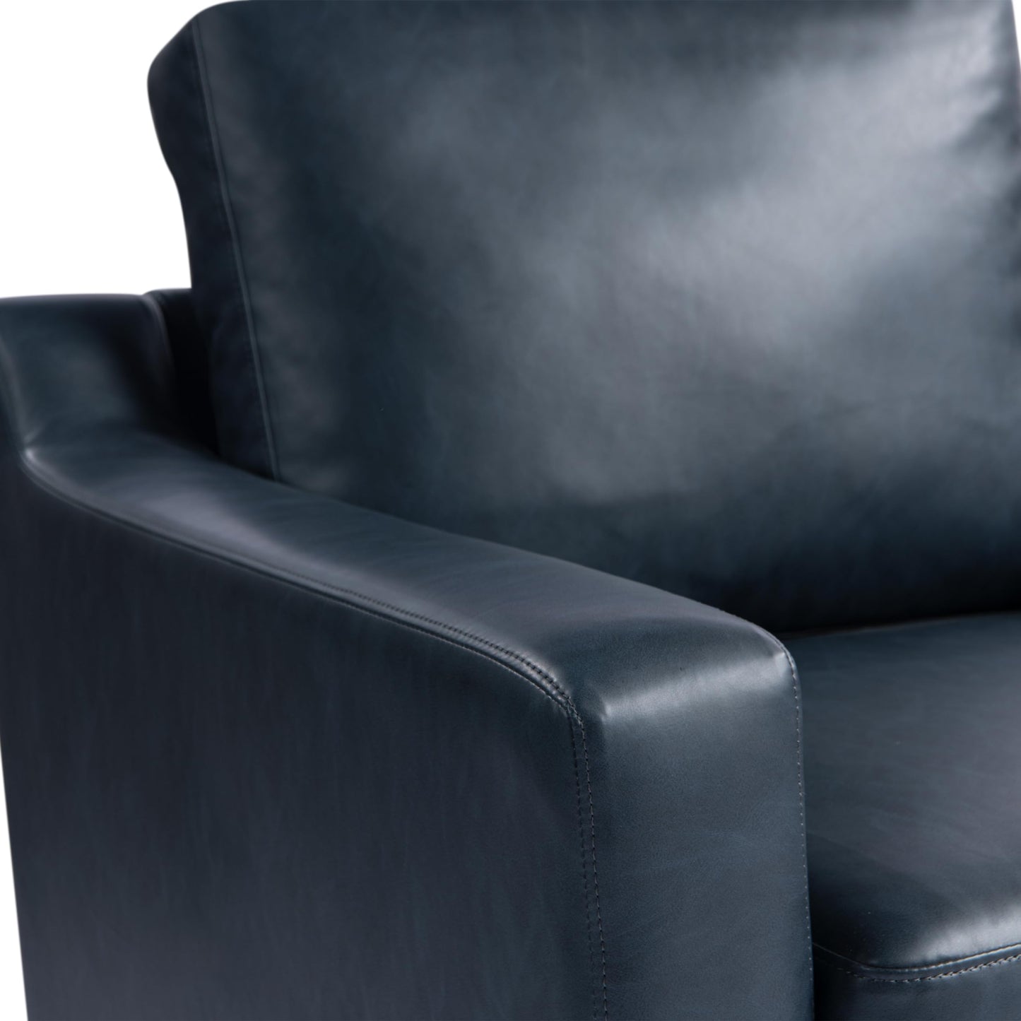 Serta Triton 78" Sofa, Transitional Modern, Dreamcoil Comfort, Metal Legs, Vegan Leather, Navy Blue
