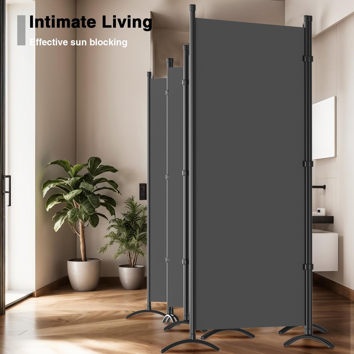 Room Divider-Folding Privacy Screens, 6 ft Partition Room Dividers Wall for Separation, Home, Office, Classroom, Studio (Grey, 8 Panel)